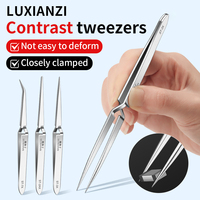 LUXIANZI Stainless Steel Reverse Tweezers Anti-Static Industrial Tweezers Acid Resistant Non-magnetic Precision Forceps Tools