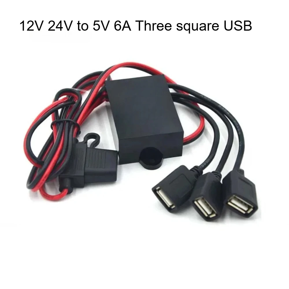 12V 24V to 5V 6A 30W Triple USB DC DC Converter Power Step Down Car Power Output Power Adapter