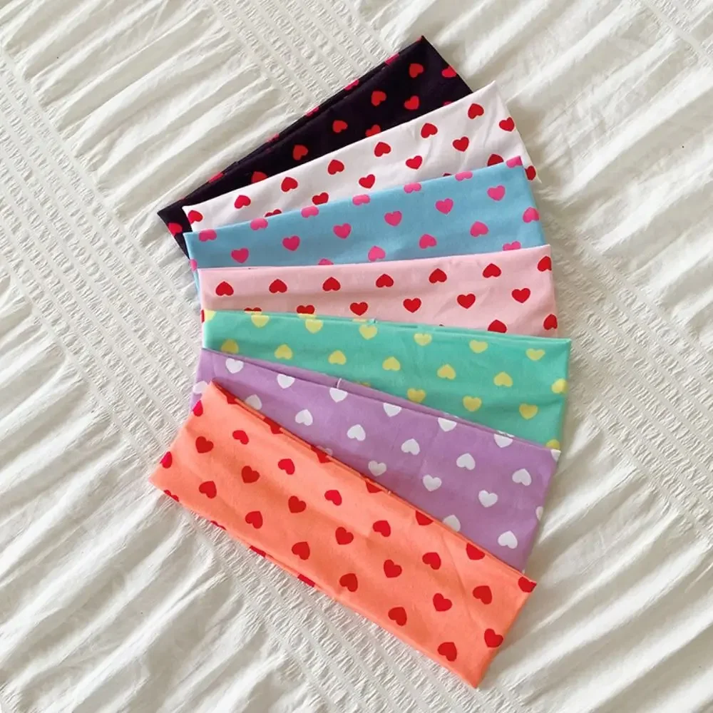 New Y2K Polka Dot Headbands Elastic Love Print Wide Headbands Sweat-absorbent Women's Hairband Hair Accessories