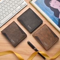Fashion Classic Men's Short Wallet Pu Leather Business Men's Fold Wallets Casual Solid Color Short Billfold Purse Travel