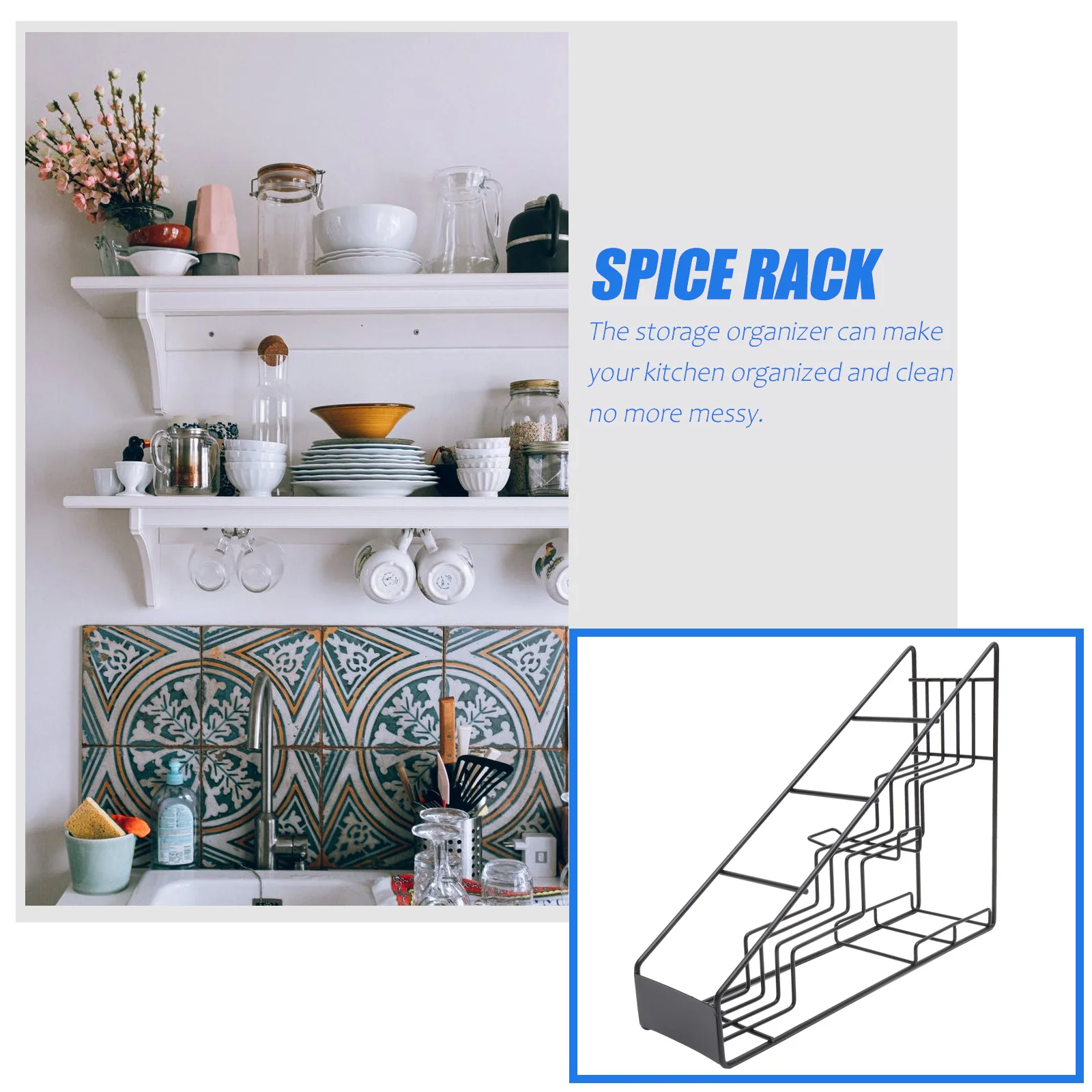 

Storage Black Shelves Vertical Organizer 4 Bottle Stainless Steel Stepped Shelf Syrup Shelf Spice Rack Syrup Display