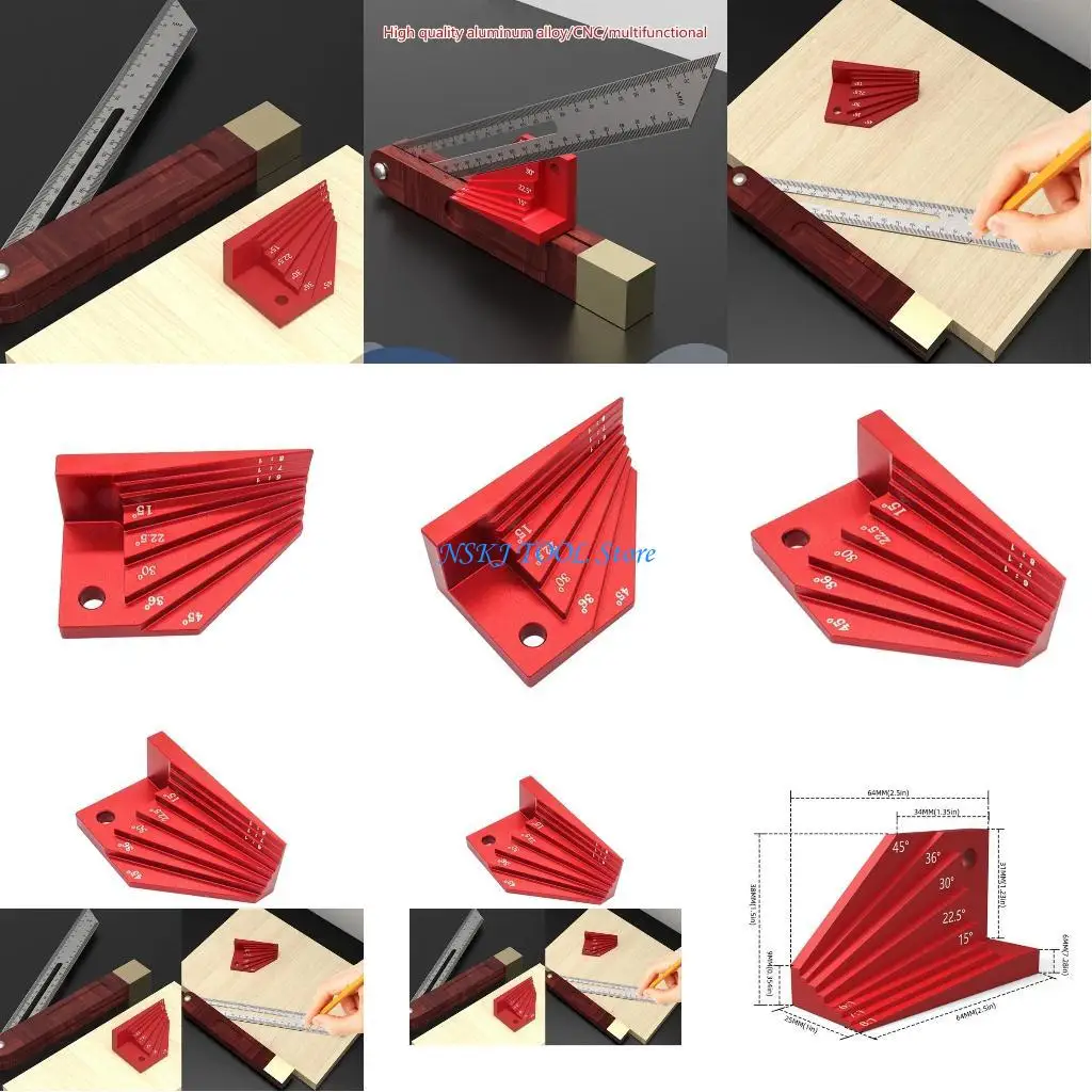 

L8RC Ruler Measuring Tools 8:1 7:1 6:1 15 22.5 30 36 45° Horizontal Gauge