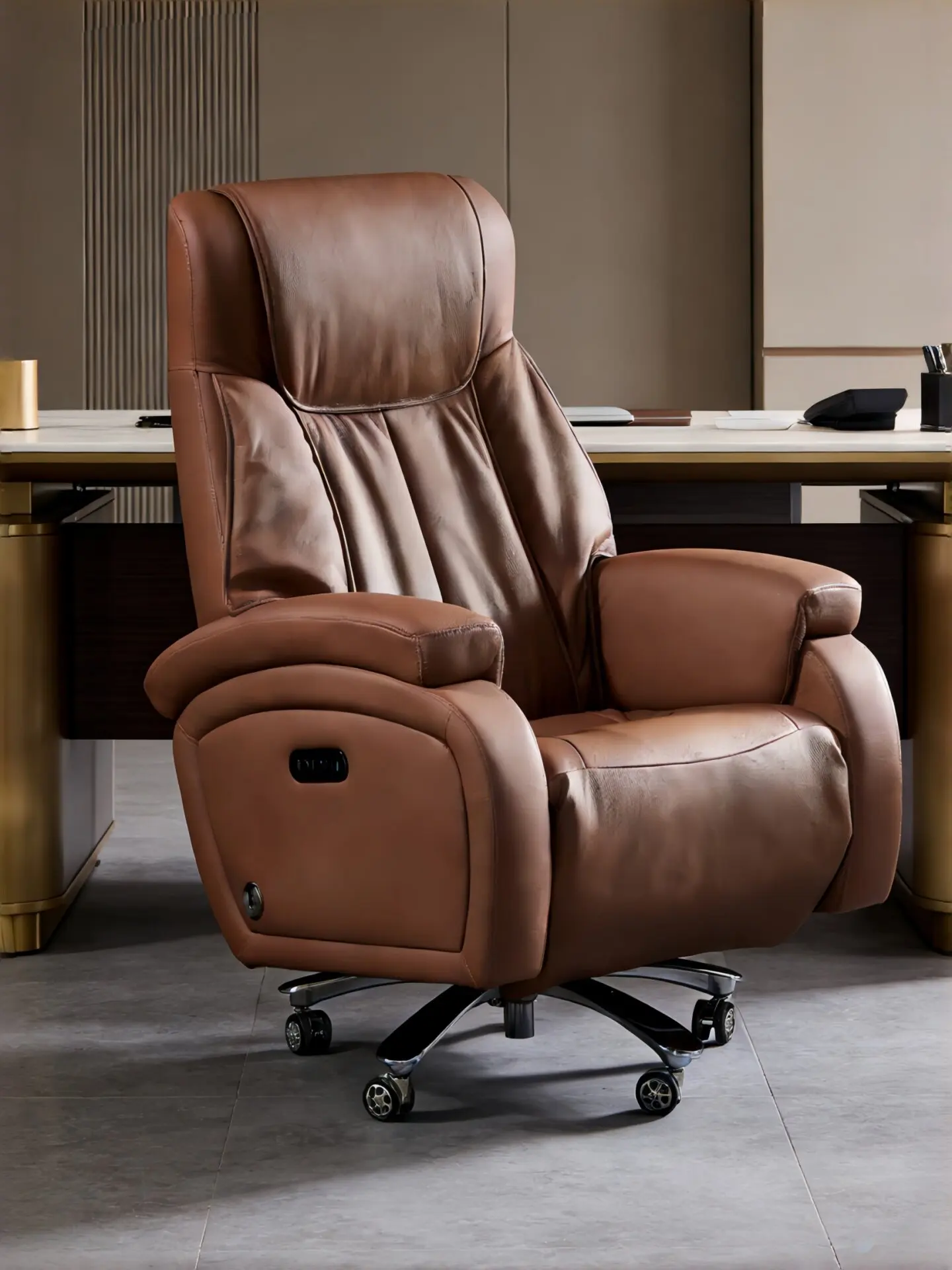 Smart shoulder and neck rolling massage leather boss chair high-end electric computer chair office home ventilation heating