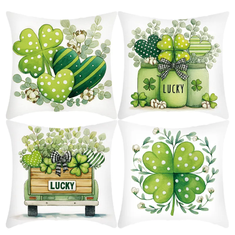 VIKAMA St. Patrick's Day Clover dekorativer Kissenbezug, weicher Kissenbezug, geeignet für Schlafzimmer, Sofa, Heimdekoration