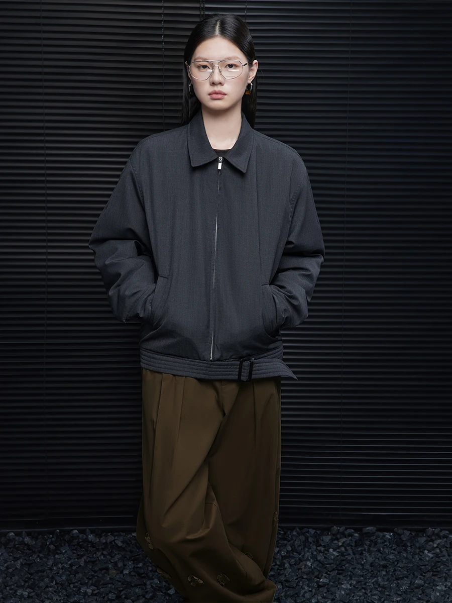 

ay Свободное женское пуховое пальто-туэт с шарфовым воротником, уникальный дизайн и Sli Street Sle, теплый длинный свеч, застежка-молния