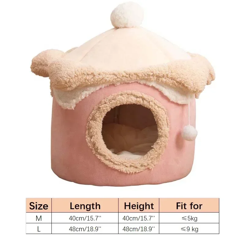 Warm Winter Cat Dog House Deep Sleep Pet Nest Geometric Ice Cream House Fun Comfort Nest for Small Medium Cat Dogs Pet Supplies