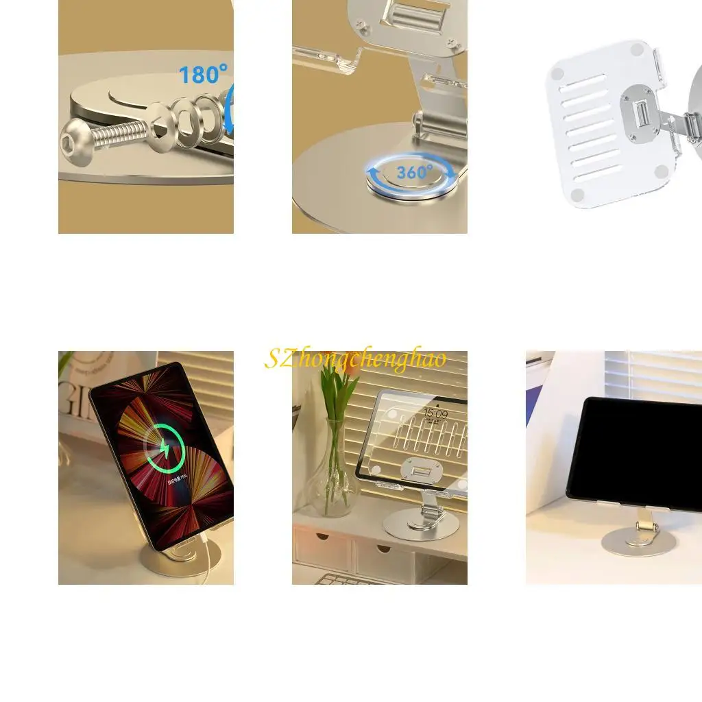 

Acrylic Tablet Stand 360 Degree Rotatable Desk Stand Adjustable Clear Tablet Holder Desktop Lazy Bracket Stand 601D