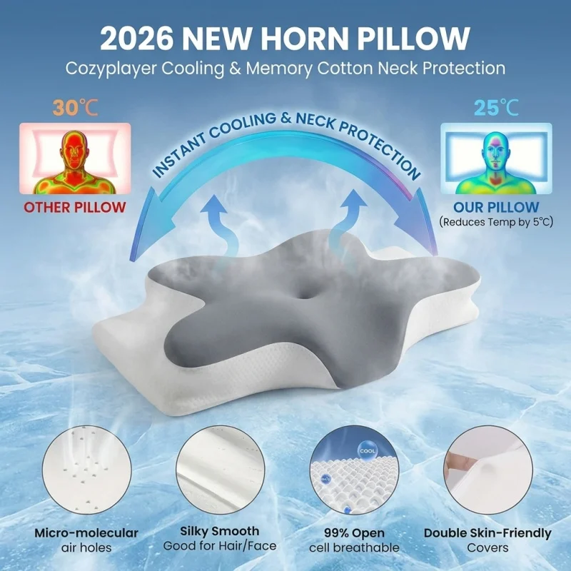 

Butterfly Shaped Memory Cotton Sleep Pillow Special Shaped Horn Pillow Slow Rebound Neck Protection Soft Drak Grey