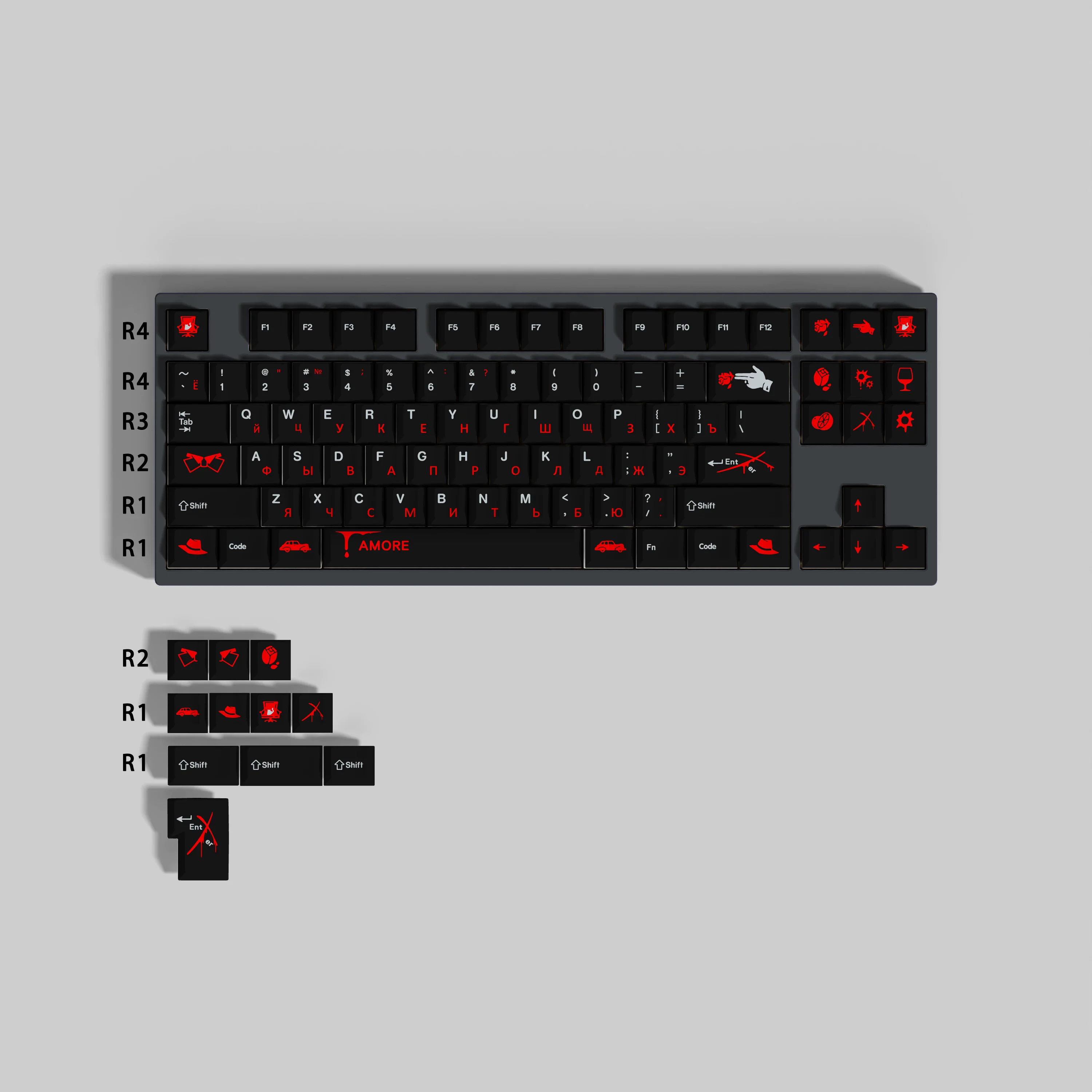 1 Set Black Red Russian Nightshade Retro 1989 Unicorn ‌GMK Dots Rubrehose Cool Kids Lake Motosu Boundless Jataka Keycaps PBT