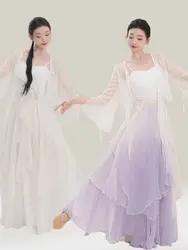 Classical Dance Performance Costume Chinese Ancient Style Fairy Gauze Dress Woman Elegant Large Swing Skirt