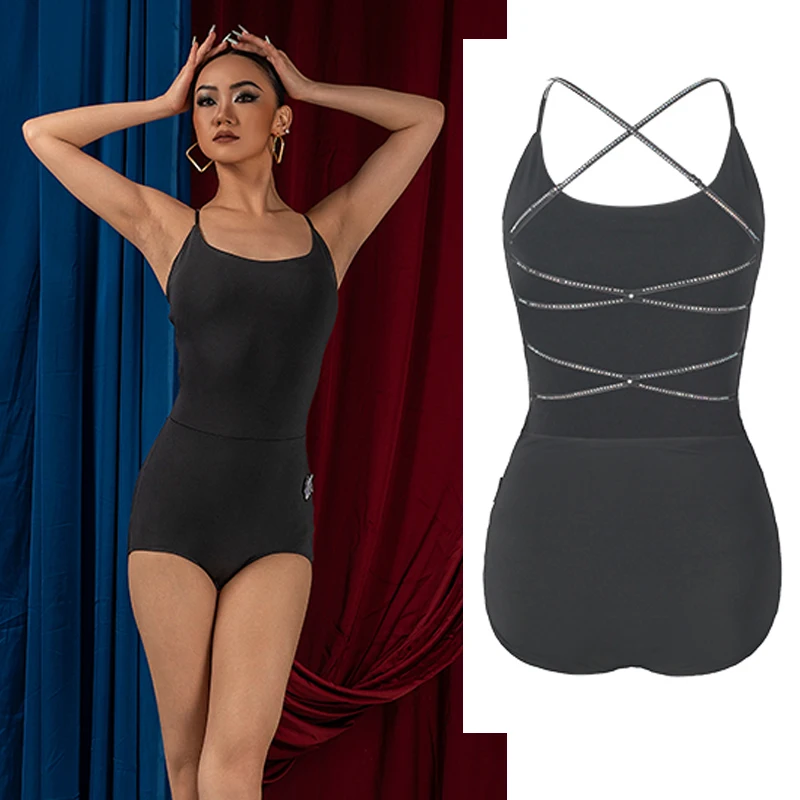 

Female Tango Latin Dance Bodysuit Sexy Cross backless Latin Dance Top Women Samba Cha Cha Ballroom Dance Practice Wear SL10917