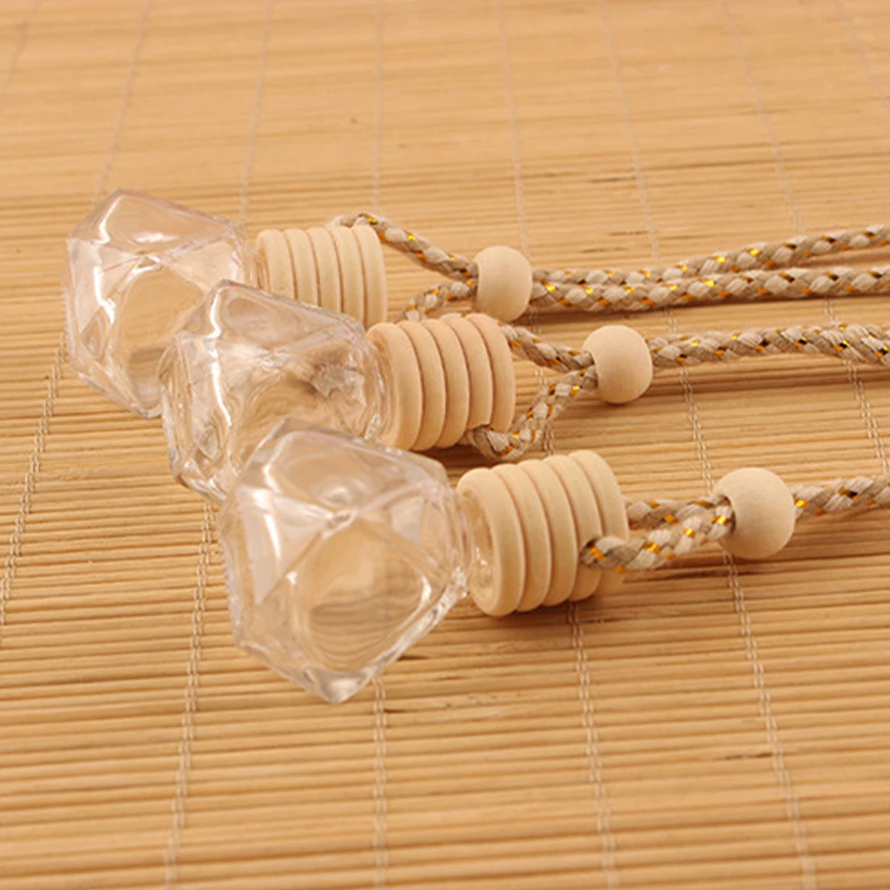 

5 Pcs Perfume Bottle High Grade Glass Wood Car Diffuser Essential Oil Hanging Compact Reusable Small Aroma Container Decorative