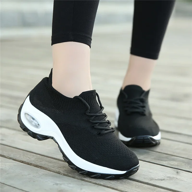 Women's Walking Shoes Air Cushion Thick Bottom Women Sock Sneakers Fashion Lightweight Breathable  Casual Shoes