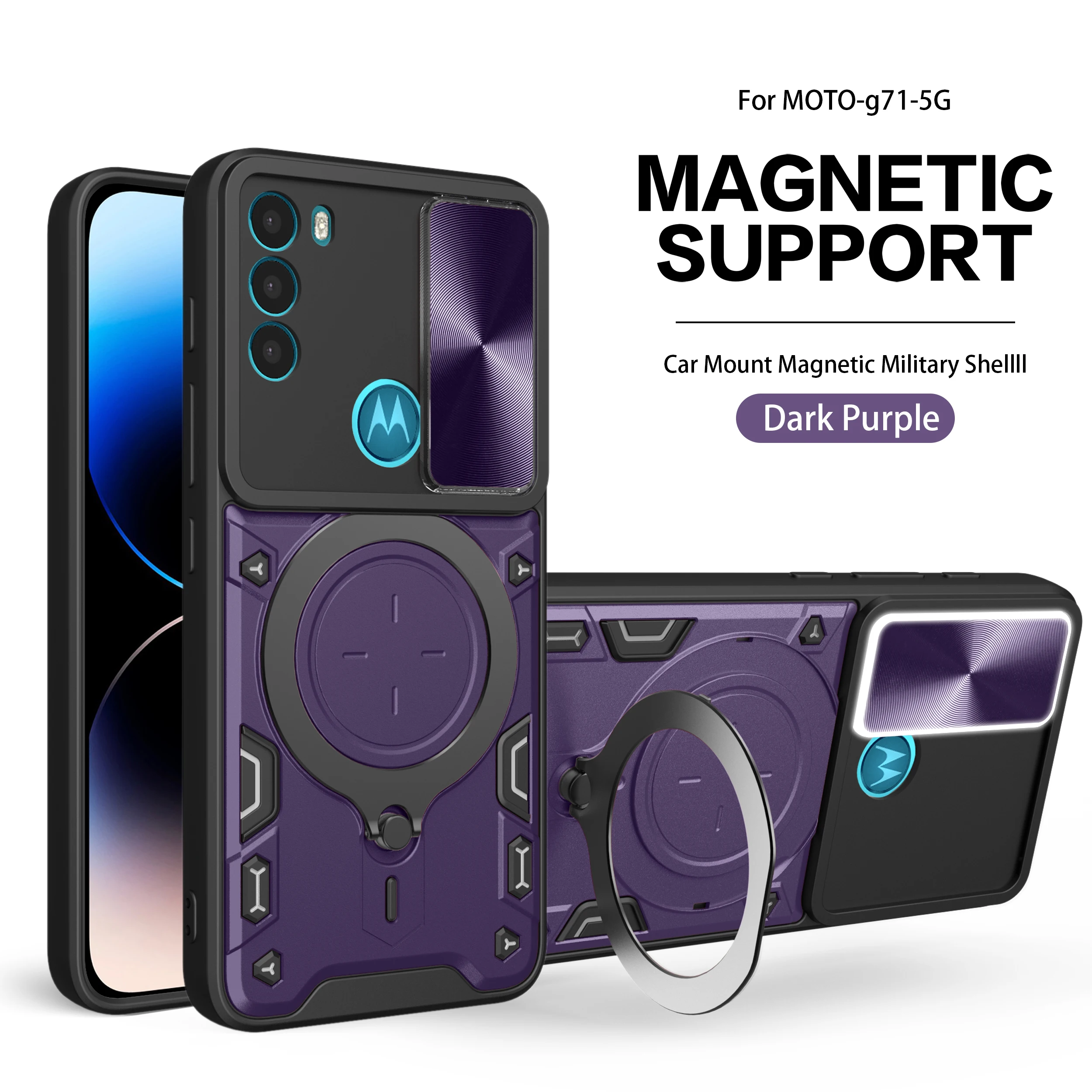 

Для Motorola Moto Edge S30 30 Pro/Moto G22 E32S G52 G71 G200 бронированный объектив слайд-защита магнитное кольцо прямой чехол для телефона