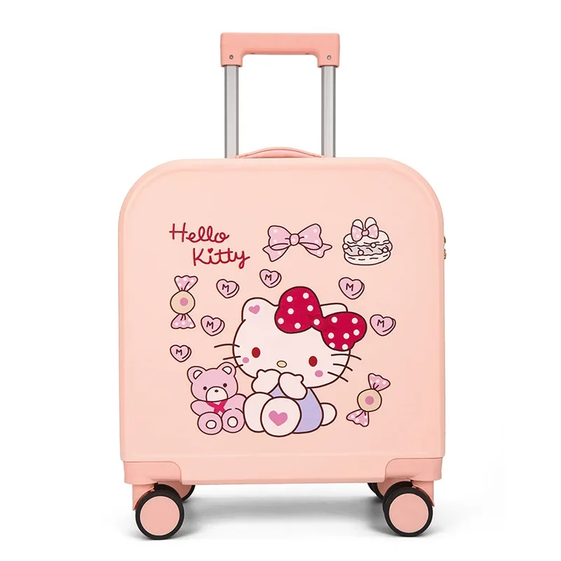 مرحبا كيتي الكرتون الطفل حقيبة سانريوس الأطفال الأمتعة فتاة صغيرة 20 بوصة كلمة المرور الصعود صندوق طالب حقيبة سفر