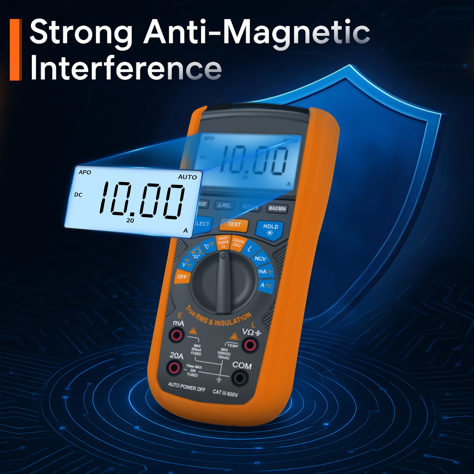 Insulation Resistance Tester 1000V 2000MΩ Multimeter True RMS Capacitance Inductance NCV Temp for HVAC Electrical Maintenance