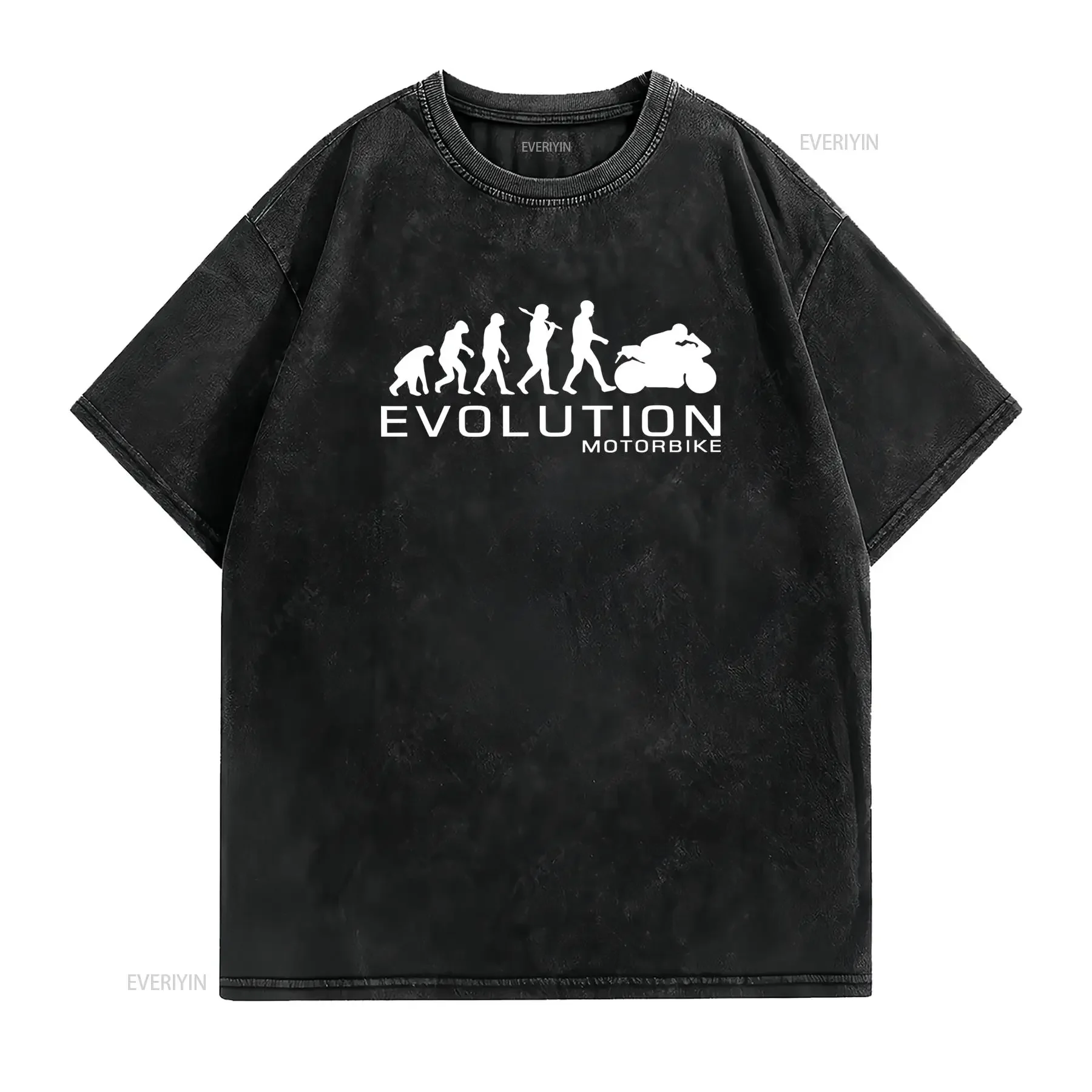 Camiseta Poasod para hombre con dise?o de evolución motocicleta casual cuello redondo estampado motociclista ajuste vintage