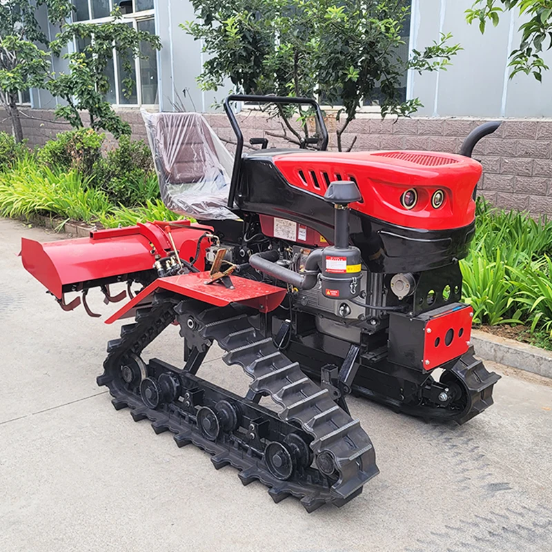 

Customized High Efficiency Small Agricultural Rotary Tiller Full Terrain Crawler Tractor Farm Cultivator Plowing Machine
