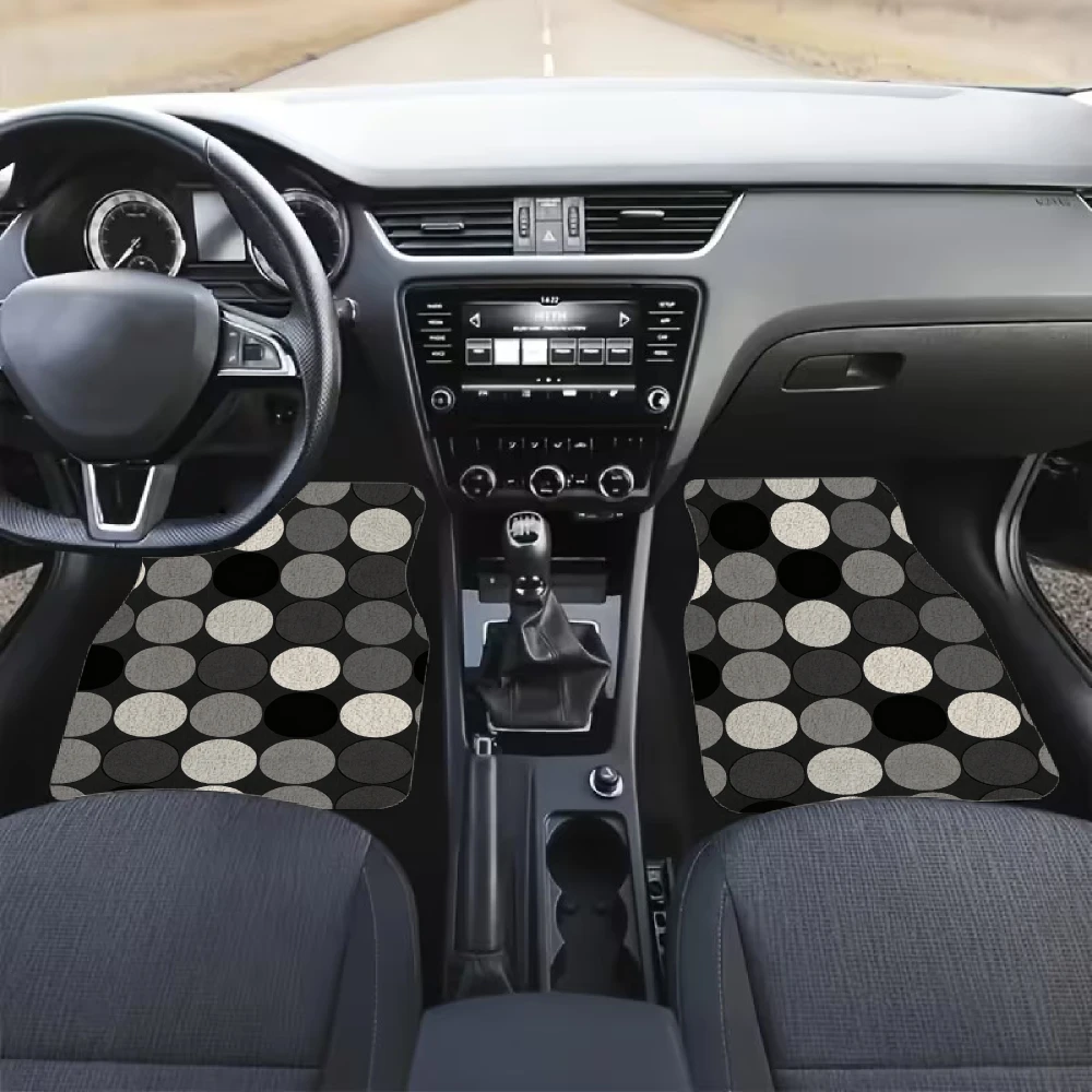 Geometric Circular Patterned Car Floor Mats Made Of Crystal Velvet Material, A Four-Piece Set Including A Trunk Mat, Travel Addi