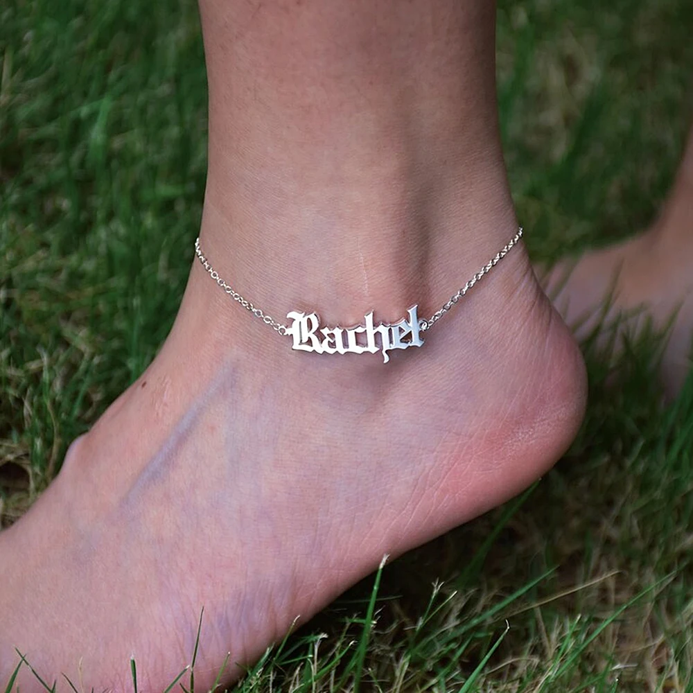 Custom Personalized Name Women Anklet Stainless Steel Letter Pendant Anklet Jewelry Fine Gift Bracelet Cheville Acier Inoxydable