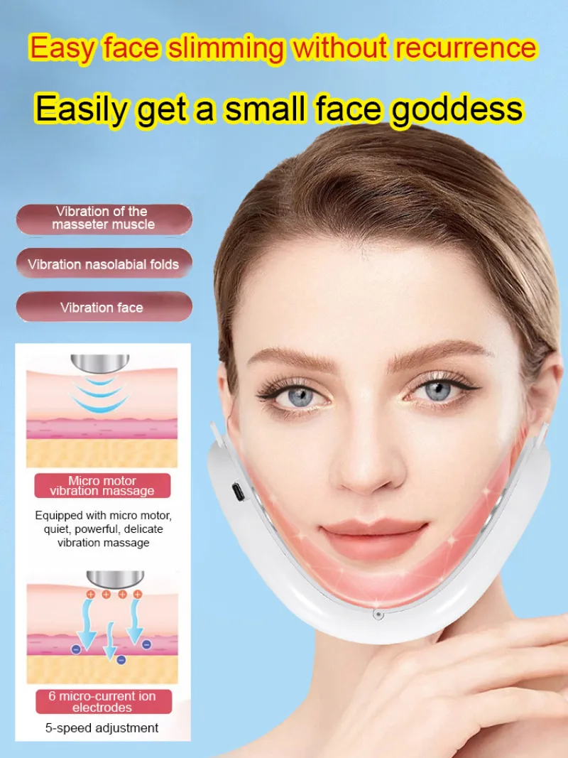 Dispositif de mise en forme du visage à microcourant pour femmes, dispositif de beauté du visage en V, chargeur USB, masseur Facial haute fréquence