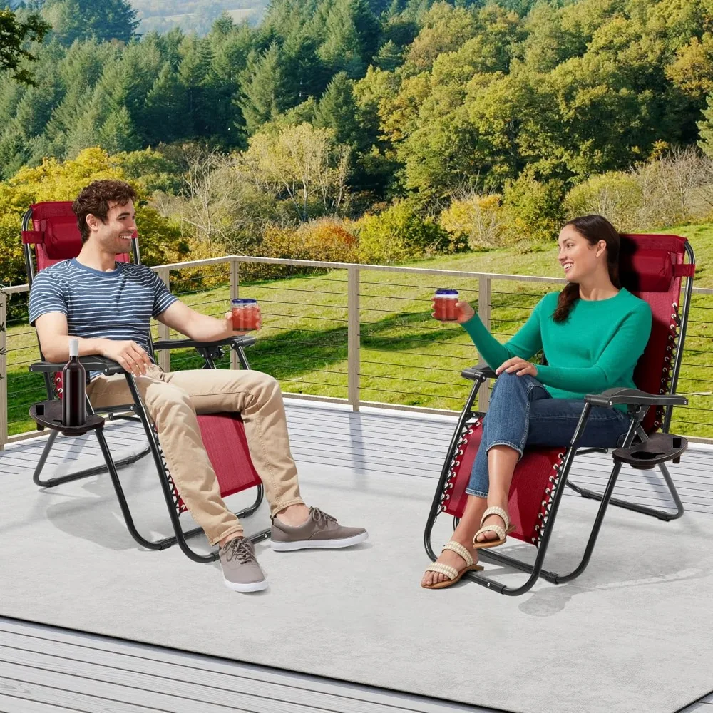 كرسي صالة بدون جاذبية مع حامل أكواب ووسادة، كرسي قابل للطي للاستلقاء في الهواء الطلق قابل للتعديل للبالغين في حمام السباحة والتخييم على الشاطئ #2