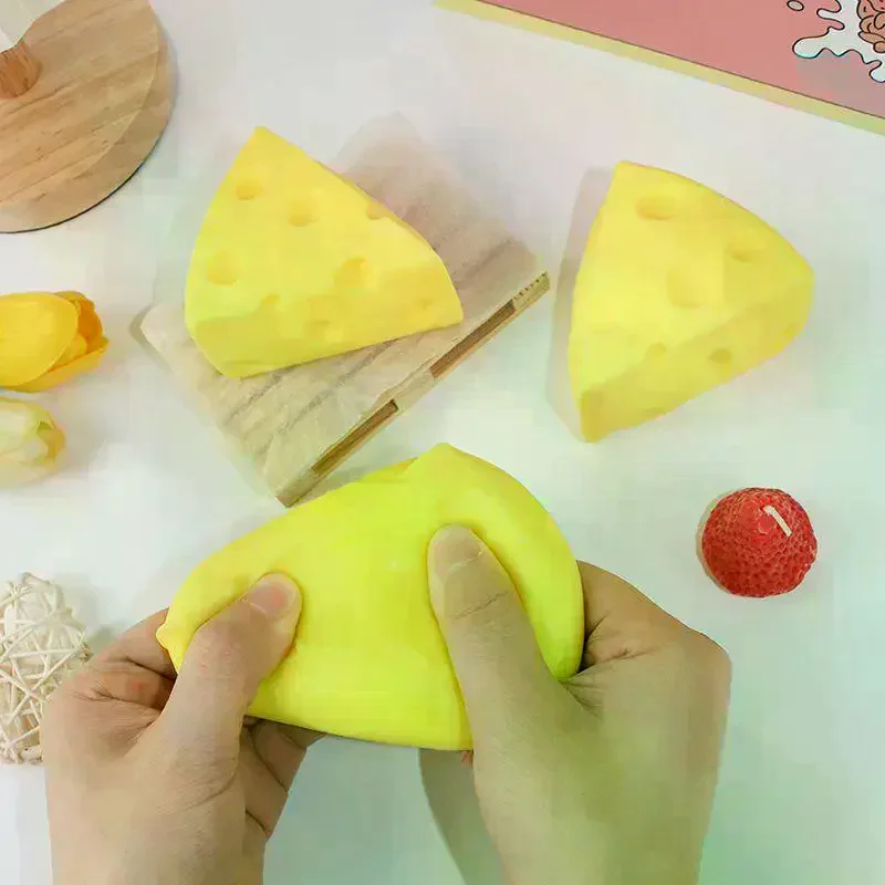 Simulation Cheese Shaped Squishy Toy Soft Elastic Stress Relief For Kids Adults Office Home Daily Relaxation