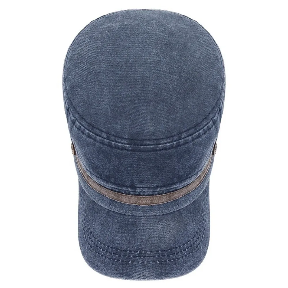 Outdoor Washed Cotton Big Head Flat Hat Breathable Adjustable Sun Hat Spring Summer Short Brim Middle-aged Dad Hat Men Women