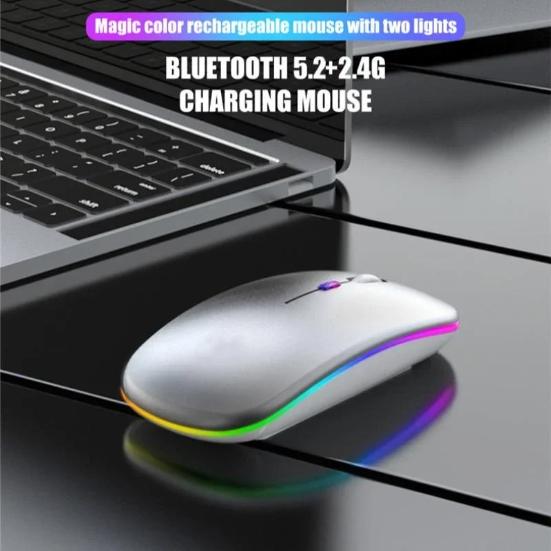 Tablet Telefono Computer Mouse wireless Bluetooth Ricarica mouse wireless USB luminoso 2.4G Mouse portatile