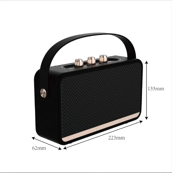 

Retro Bluetooth Speaker with Heavy Bass – Portable Desktop Wireless Speaker for Outdoors, SD/TF Card Slot & Aux-in