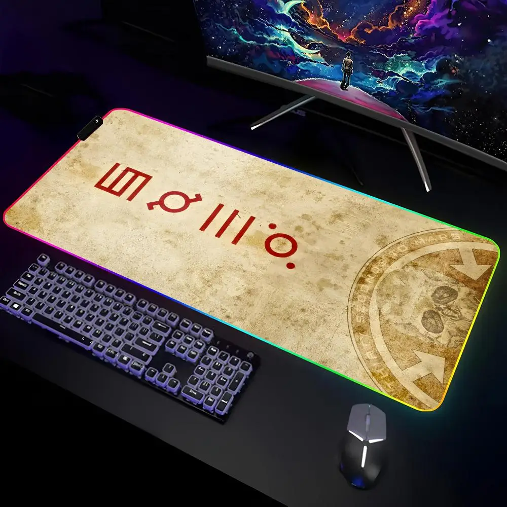 Thirty Seconds to Mars Mouse Pad Gamer RGB Deskmat Keyboard Mat Gaming Laptops LED Mousepad Desk Protector Anime Mause Mats