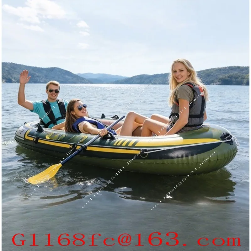 Thickened inflatable boat, assault boat bottom rubber boat, double seat cushion water boat
