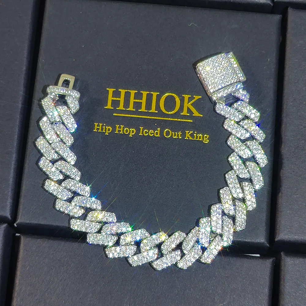 

Dropshipping High Quality 14mm Cuban Link Bracelet Men Bling Iced Out CZ Bangle Chains Cubic Zircon Hip Hop Rock Jewelry