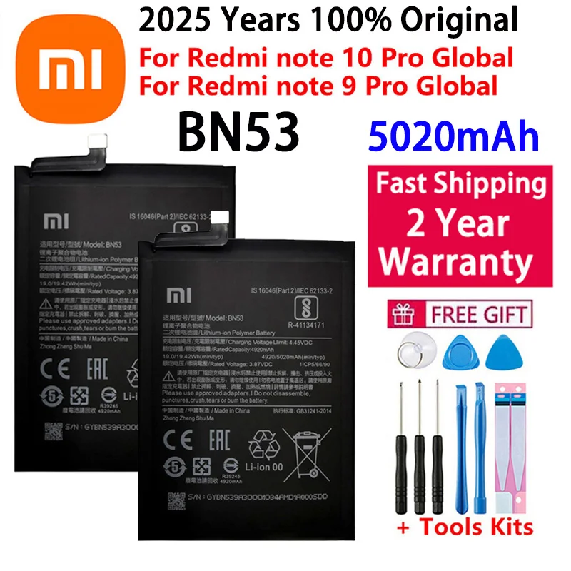 2025 Years 100% Original Battery For Xiaomi Redmi Note 5 6 7 8 8T 9 9S 10 10S 10X Pro Batteries BN53 BN59 Fast Shipping image 4