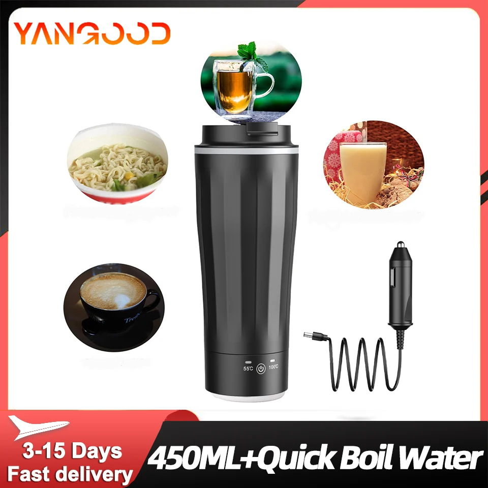 

Yangood 450ML Car Heating Mug Portable Variable Temperature Control Display Smart Coffee Travel With Anti-Spill Lid Cup Kettle