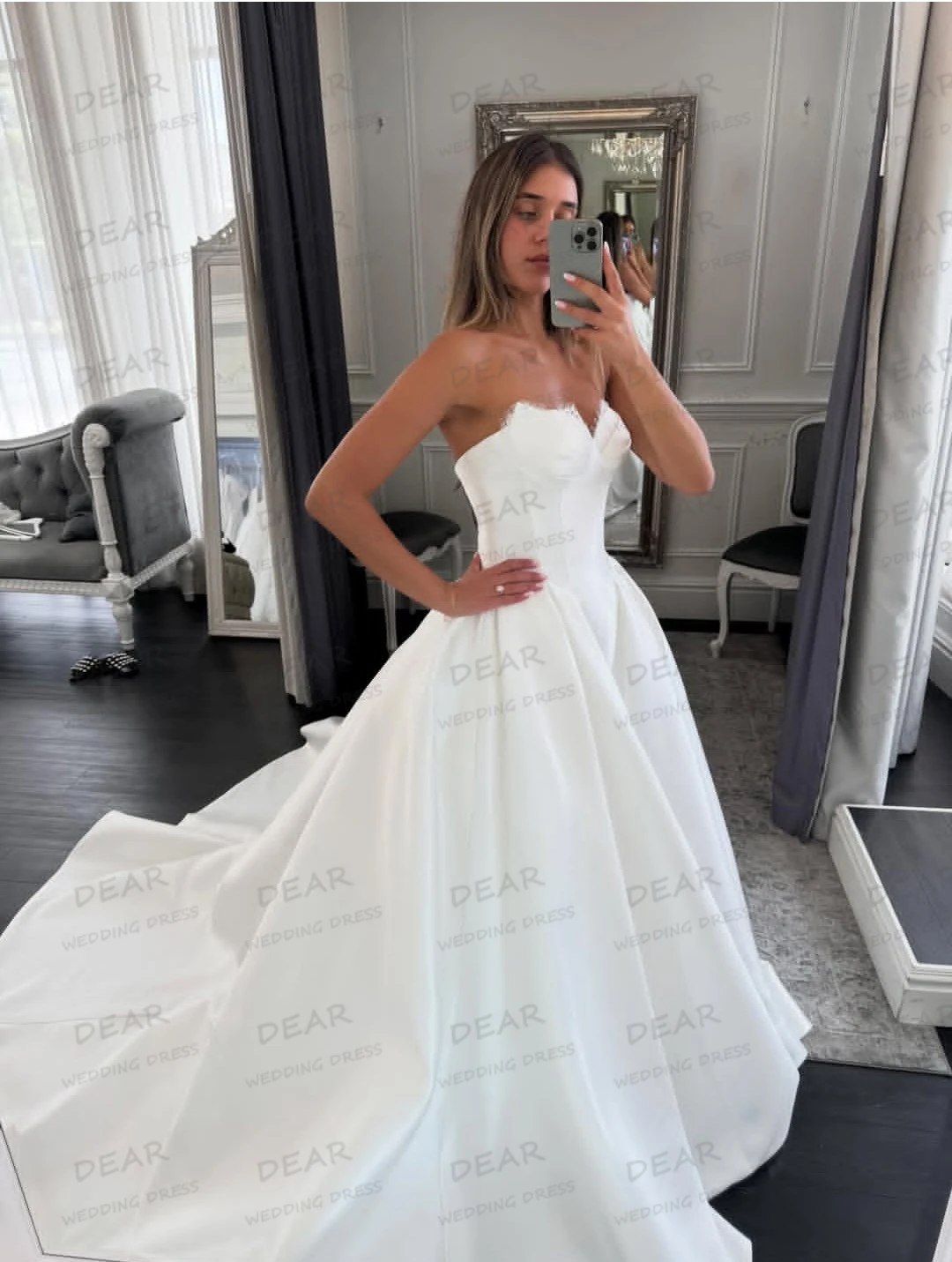 Luxury Wedding Dresses Sexy Sweep Train Women's A Line Sweetheart Fluffy Bridal Gowns Sleeveless свадебное платье Customized