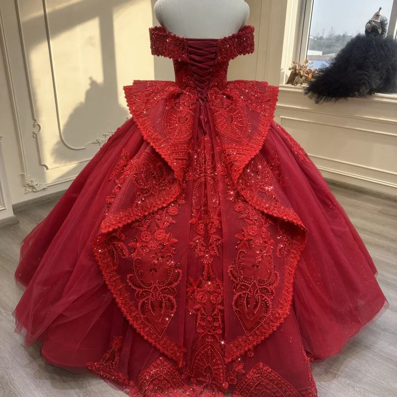 2024 new one-shoulder red gorgeous heavy industry wedding dress