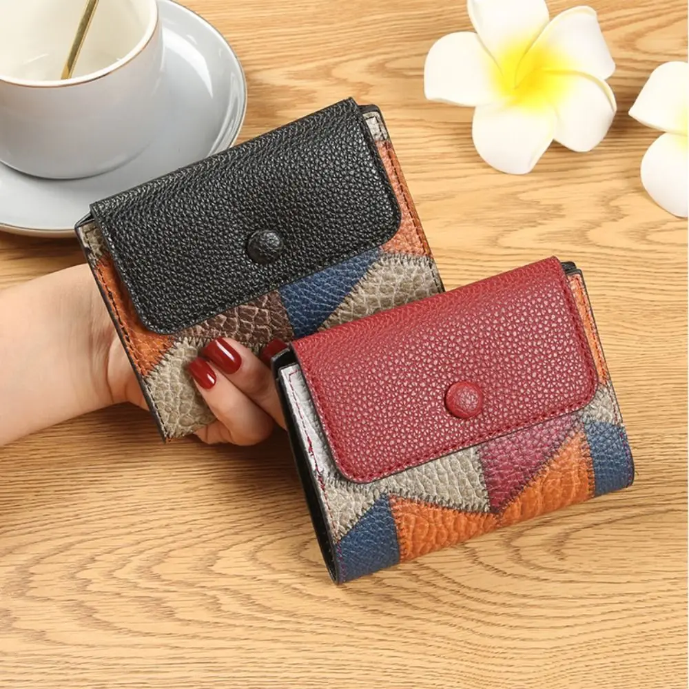 

New PU Leather Short Wallet Small Zipper Coin Purse Card Holder Women