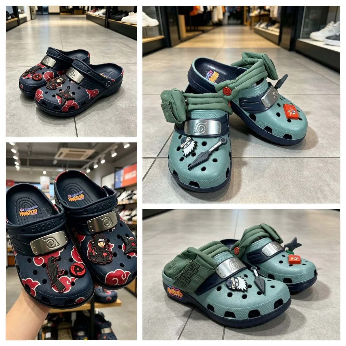 Unisex Adult Naruto Anime Clogs Design Eva Hole Shoes Summer Breathable Slip On Beach Sandals with Cartoon Ninja Decor Charms