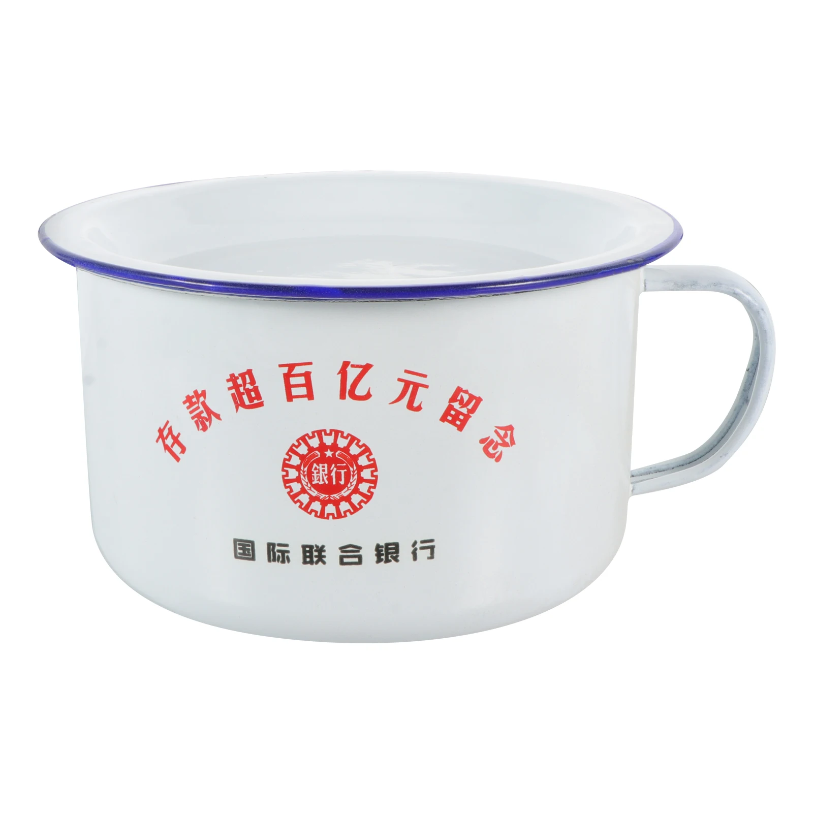 

Retro Enamel Bowl Large Capacity Soup Covered Thickened Metal H Home Restaurant Hotel Premium Material Fruit Salad