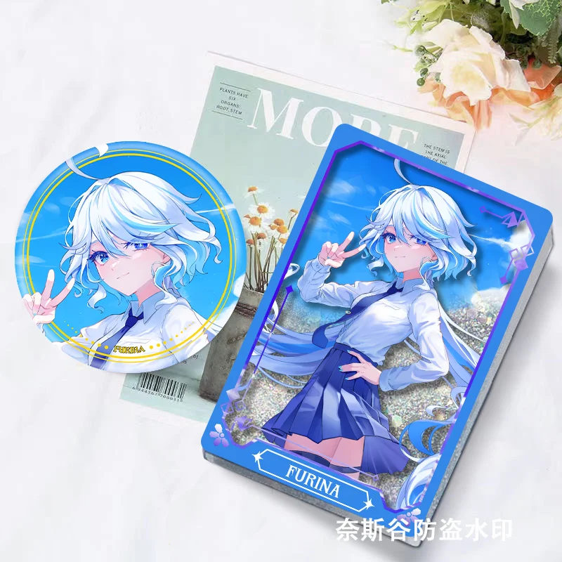 

Anime Game Genshin Impact Furina Cosplay Thicken Quicksand Mahjong Brick Acrylic Standing sign Tinplate Badge desktop Decoration