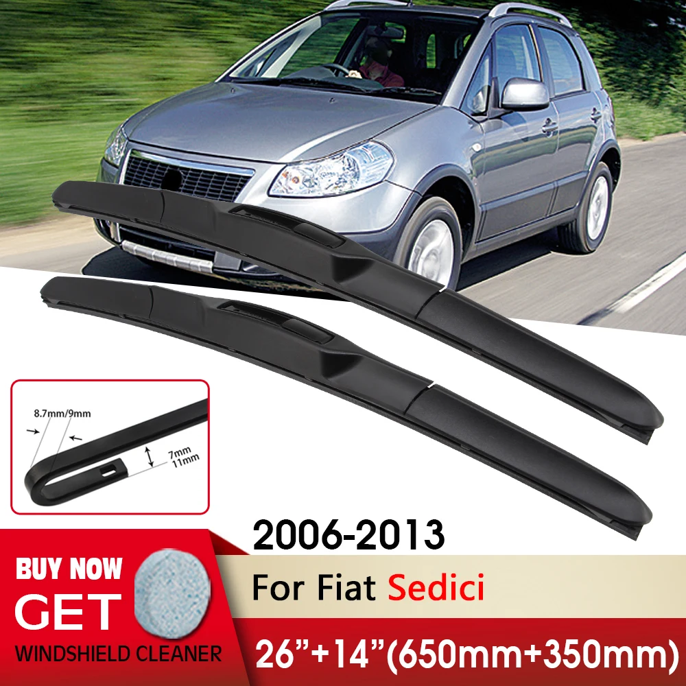 

Car Wiper RHD & LHD Front Wiper Blades 26"+14" For Fiat Sedici 2006-2013 Fit U Hook Arm Front Windscreen Wipers Auto Accessories