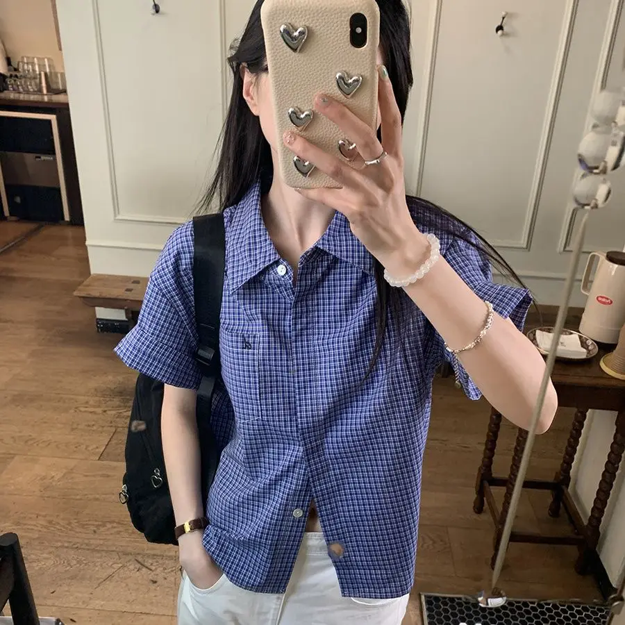 

Летняя офисная леди, простота, элегантные пуговицы, однобортный клетчатый короткий рукав, достойный интеллектуальный щедрый Sven Formal