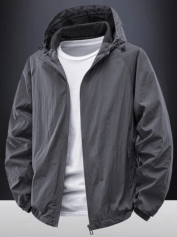 

Новая повседневная ветровка с капюшоном для мужчин, свободного кроя, для активного отдыха, весна-осень, тонкая верхняя одежда