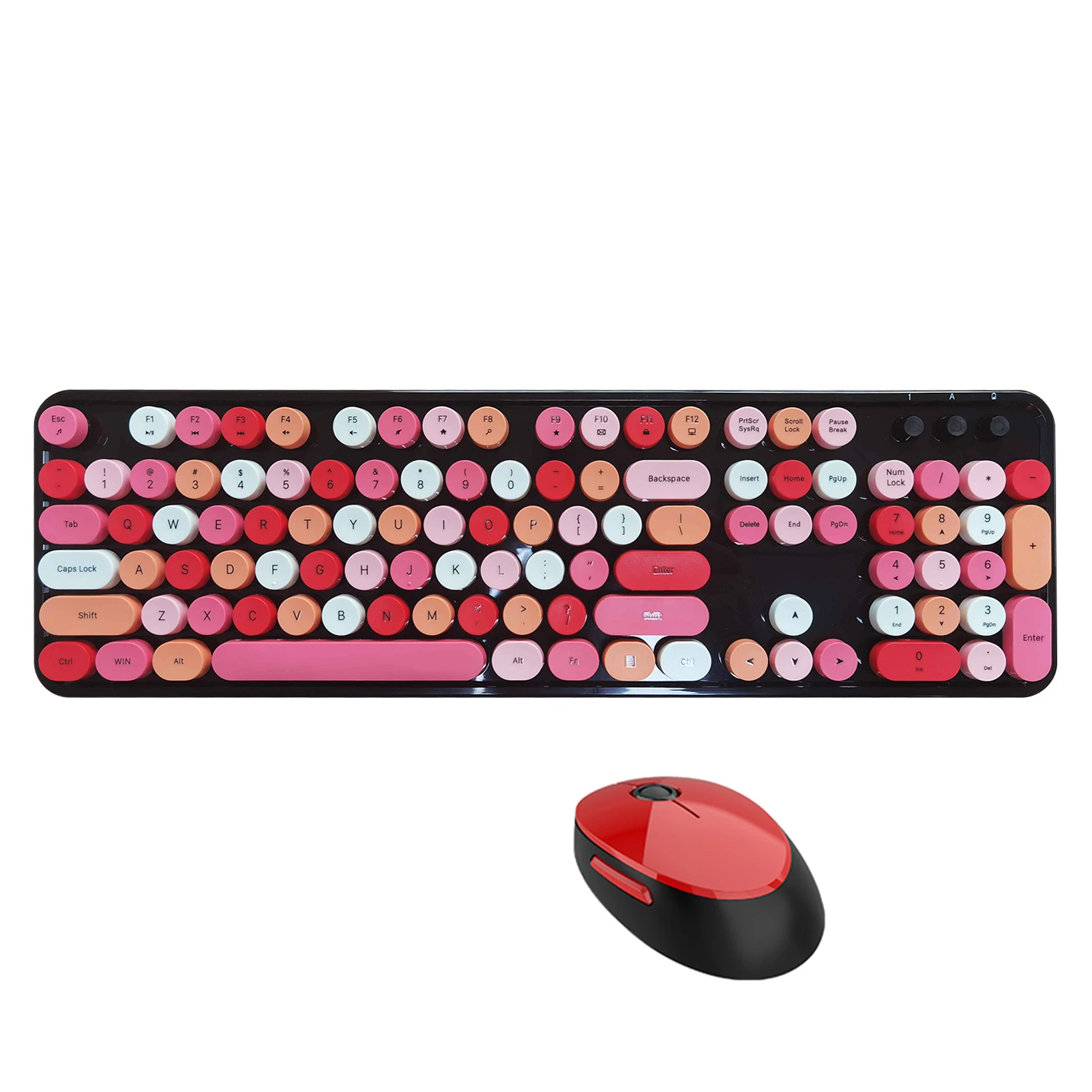

24G Wireless Keyboard Mouse Combo Mofii Sweet Mixed Color Circular Key Cap Retro Typewriter Style for PC Laptop