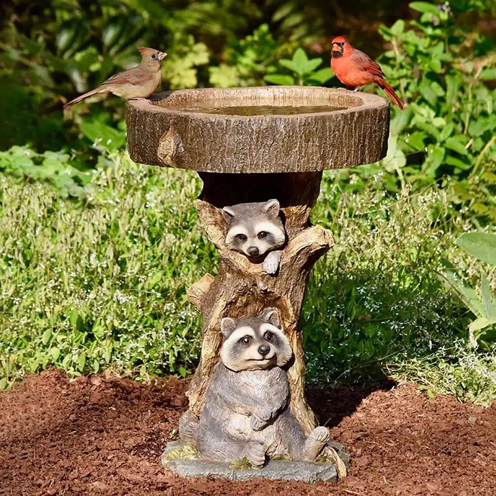 Miska do kąpieli ptaków ogrodowych, figurka statua szopa patio na świeżym powietrzu trawnik żywiczny podajnik rzeźba zwierząt na park, płot, balkon,