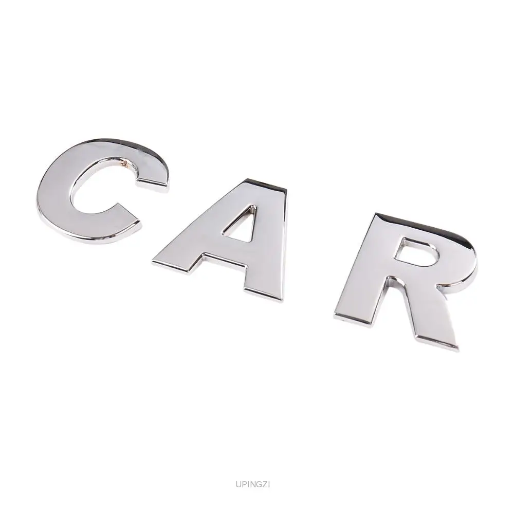 3D Alphanumeric Metallic Silver Badge Chrome Plated Silver Alphanumeric Logo Car Sticker Car Motorcycle Parts Sticker Decoration