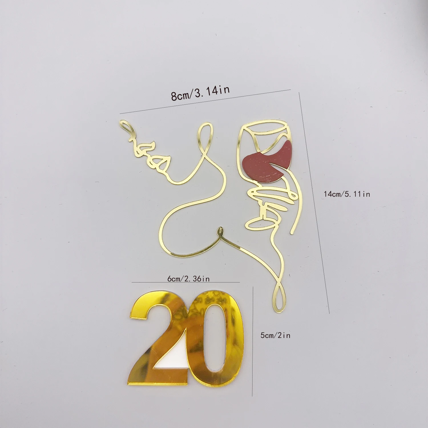 1Pc Number 18/20/30/40/50 Year Old Toppers Facial Line Cake Acrylic Women Birthday Cake Decoration