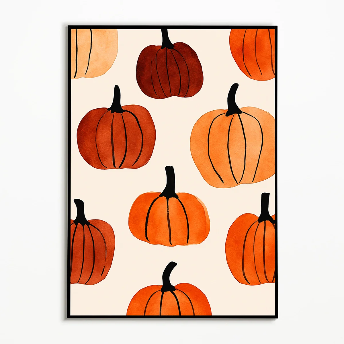 2D Flat, 2D Flat, 1pc, Retro Autumn Harvest Pumpkin Canvas Painting Minimalist Orange-Red Pumpkin Wall Art, Frameless Canvas