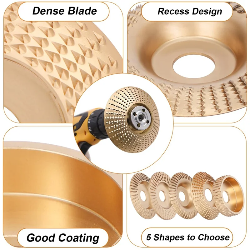 

TFORU-Wood Carving Disc Set For 4Inch Or 4 1/2Inch Angle Grinder With Wrench, Woodworking Sanding Disc Wheel Attachments